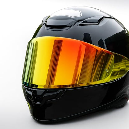 Shoei RF1400 X15 Helmet Visor Replacement Shield, Anti-Fog Sun Shield Accessory Compatible with RF-1400, X15, CWR-2, Z8, X-SPR PRO(Gold Red) - color: Gold Red