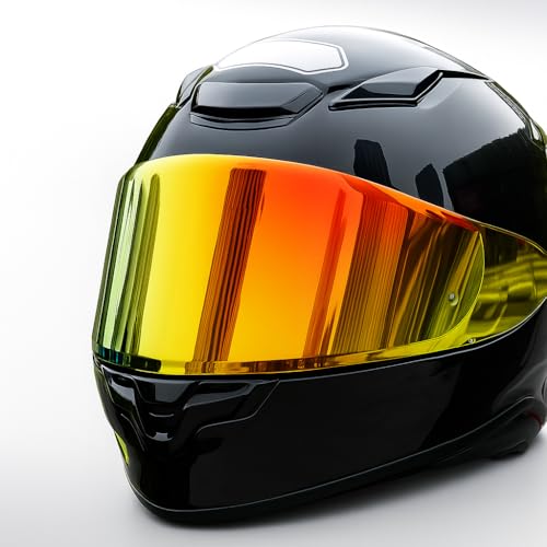 Shoei RF1400 X15 Helmet Visor Replacement Shield, Anti-Fog Sun Shield Accessory Compatible with RF-1400, X15, CWR-2, Z8, X-SPR PRO(Gold Red) - color: Gold Red