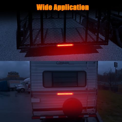 15.5" Red LED Trailer Light Bar Clear Lens Stop Turn Tail Lights Red Park Third 3rd Brake Light Truck Trailer Marker Identification Light Bar IP67 Waterproof, Pack of 2