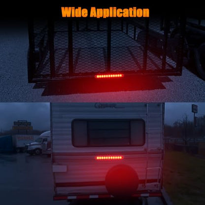 15.5" Red LED Trailer Light Bar Clear Lens Stop Turn Tail Lights Red Park Third 3rd Brake Light Truck Trailer Marker Identification Light Bar IP67 Waterproof, Pack of 2