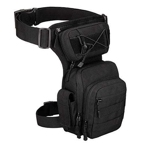 Tactical Drop Leg Bag for Men Women Military Thigh Pouch Outdoor Motorcycle Riding Hiking Waist Fanny Pack Travel Bag, Black - color: Black