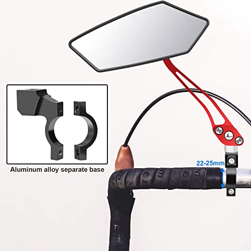 Diyife Bike Mirror 2 PCS, [New Version] HD Wide Angle Large Handlebar Rearview Mirror, Blast-Resistant 360°Adjustable Bicycle Rear View Mirrors Accessories for Mountain Road Bike Moto（Red） - size: 2 PCS-Red
