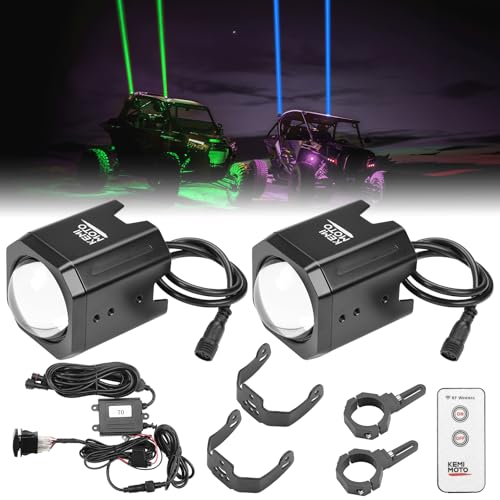 KEMIMOTO 70mm Whipless LED Whip Lights Larger Brighter w/ 1.5''-2'' Roll Bar Mounts, Alien Lights for SXS Compatible with Polaris RZR Can-Am Maverick X3 CFmoto Kawasaki, Multi-Color, Scratch-resistant - size: 70 mm diameter