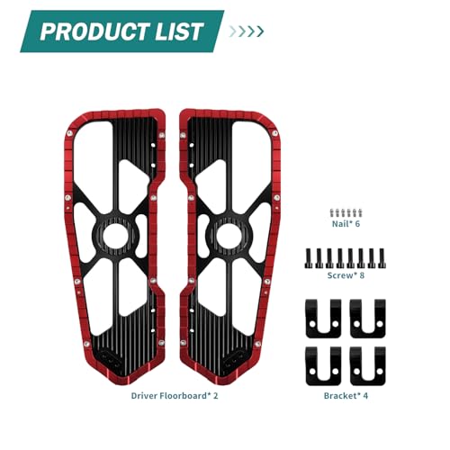 Motorcycle Front Rear Floorboard Footboard Fit For Harley Touring Road King Road Glide Street Glide Electra Glide Ultra Limited 1984-2025 (Red Rider Footboards) - color: Red Rider Footboards
