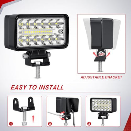 Nilight LED Light Pods 2PCS 4.5 Inch 39W Upgraded Spot Flood Combo Beam Driving Fog Work Backup Bumper Roof Lighting for Offroad Pickup Truck ATV UTV SUV 4x4 Van Camper Boat - color: 2Pcs 26Led Combo Lights