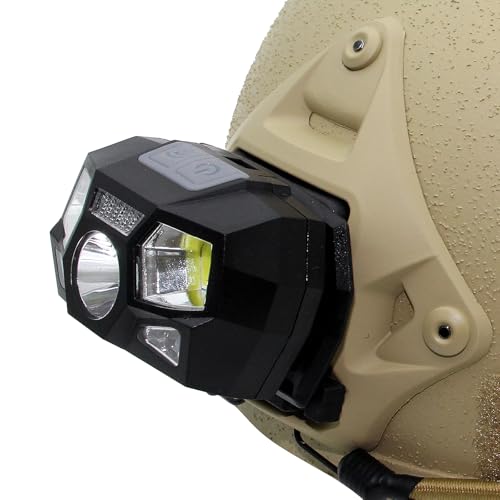 Tactical Helmet Light Flashlight,800 Lumen Ultra-Light Bright LED Rechargeable Helmet Light with White Red Light Waterproof Motion Sensor Head Lamp,5 Mode for Outdoor Camping Running Hiking