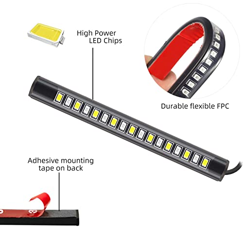 FXC 2x Universal Flexible LED Turn Signal Tail Brake License Plate Light Integrated for Motorcycle Bike ATV Car RV SUV, Brake/Running Tail Light(2Pack) (Amber White) - color: Amber White