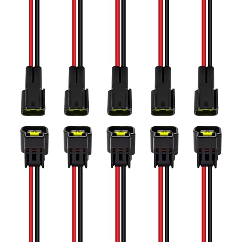 2 Pin Waterproof Connector 2 Wire Automotive Connectors, Male/Female Connector 16 AWG Electrical Wiring Harness, IP67 Automotive Wire Plug for Cars, Motorcycles, Boats, LED Lights,5 Pairs(DJ 2p)