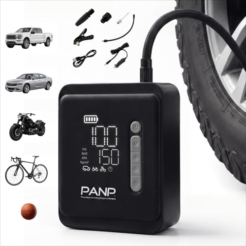 RIDE PRO Tire Inflator Portable Air Compressor, 150PSI & 7800mAh Cordless, Air Pump for Car Tires - Fast Inflation, Inflates 11 Tires per Charge, 12V DC Dual Power for Car SUV Motorcycle