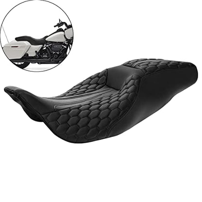 Driver Rider Passenger Seat - SLMOTO One-Piece 2-Up Motorcycle Seat Fit For Harley Touring Road King CVO Road Street Electra Glide Ultra Classic 09-23 Street Glide Road King Special FLHRXS 2017-2023 - color: Black