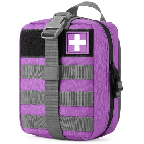 Gonex MOLLE Medical Pouch EMT First Aid Pouch Rip-Away IFAK Tactical Utility Pouch for Outdoor Activities Medical Supplies (Bag Only) - color: Purple
