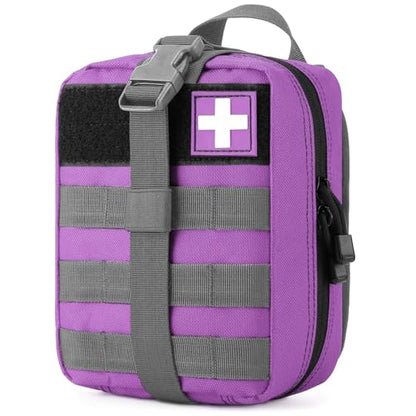 Gonex MOLLE Medical Pouch EMT First Aid Pouch Rip-Away IFAK Tactical Utility Pouch for Outdoor Activities Medical Supplies (Bag Only) - color: Purple