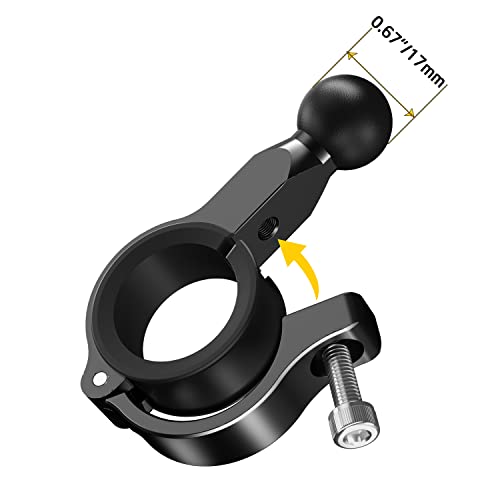 iMESTOU 17mm Aluminum Motorcycle Phone Holder Handlebar Grip Ball 0.67 Inch/17mm Fit for 22-32mm Handlebars