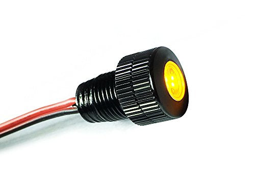 Oznium BRIGHTEST Light Bolt - Flush Mount 12V LED Light for Bumper, Grille, Cars Interior, Dash, Ambient Lighting, Motorcycle w/SLEEK Aluminum Housing & Screw Nut (11 mm Black, Amber LED) - color: Amber LED, size: 11mm (about 7/16")