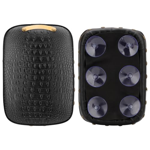 Motorcycle Rectangular Passenger Pad Seat Rear Leather Pillion Cushion 6 Suction Cup Compatible with Harley Dyna Sportster XL 883 1200 Chopper Custom (Black Crocodile Rivet) - style: 6 Suction Cup-Black Crocodile Rivet