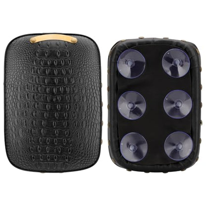 Motorcycle Rectangular Passenger Pad Seat Rear Leather Pillion Cushion 6 Suction Cup Compatible with Harley Dyna Sportster XL 883 1200 Chopper Custom (Black Crocodile Rivet) - style: 6 Suction Cup-Black Crocodile Rivet