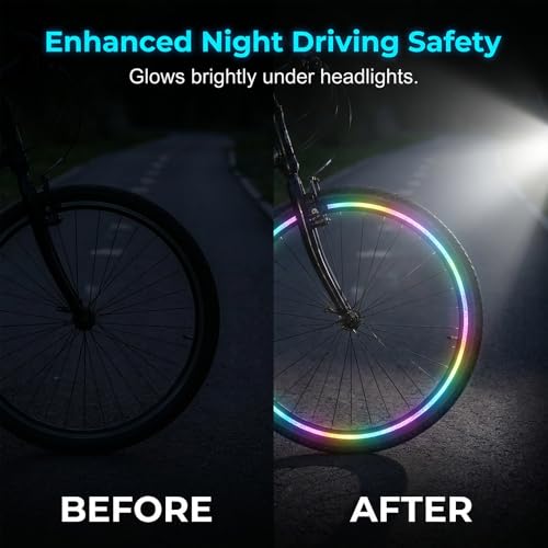 Reflective Car Wheel Rim Stickers, 20 Pcs Night Safety Warning Tape for Cars Motorcycles Bicycles, Waterproof Anti-Scratch PVC Rim Decals, High Visibility for Wheel Side (Red) - color: Red