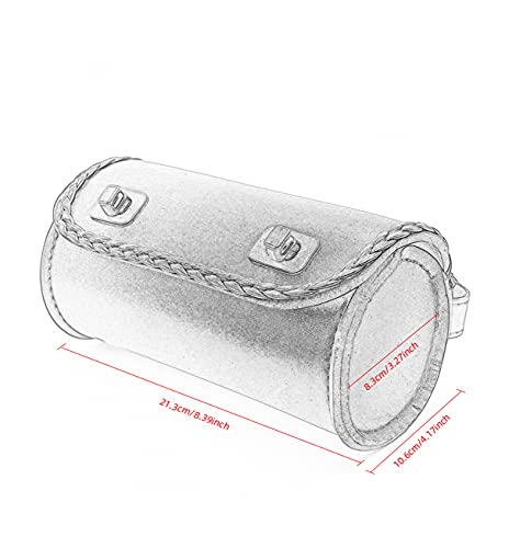 Motorcycle Fork Bag Mini PU Leather Bike Handlebar Tool Bag Sissy Bar Roll Storage Bag (Black) - color: Black