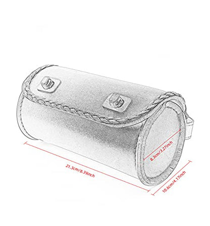 Motorcycle Fork Bag Mini PU Leather Bike Handlebar Tool Bag Sissy Bar Roll Storage Bag (Black) - color: Black