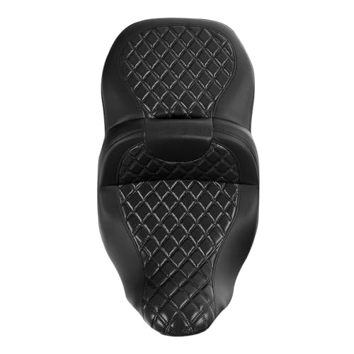 C.C. RIDER Gel Driver Rider Passenger Seat Diamond 2-Up Seat fit for Harley Touring Road King FLHR Street Glide FLHX Road Glide FLTRX 2009-2023 - color: 04# GEL Black