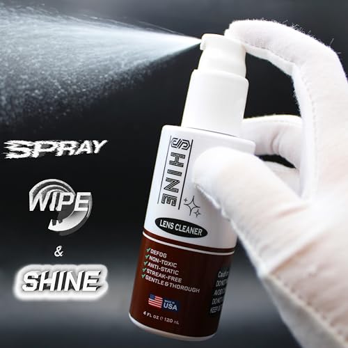 Shine Liquid Cleaner 4oz Spray Powered by SIBERIAN USA, (1) Fabric Cloth, (1) Screwdriver for Camera, Devices, Eyewear Lenses 120ml - size: 4 Fl Oz Large