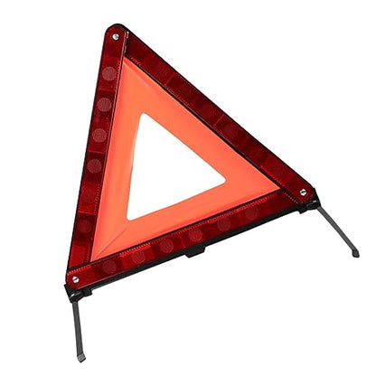 1Pc Emergency Warning Triangle Sign Reflective Symbol for Vehicles Collapsible Triangle Kit for Roadside Safety and Alerts Red