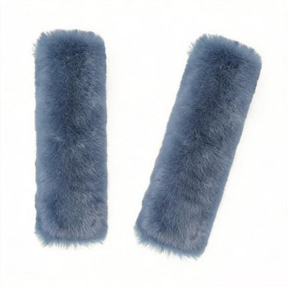 Soft & Cozy Australian Sheepskin Car Seat Belt Covers,2 Pack Fluffy Seatbelt Pads, Genunie Sheepskin Fur Shoulder Straps Cushions for Adults Kids Women and Men (Blue Grey) - color: Blue Grey