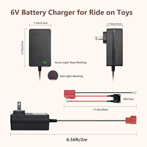 6 Volt Battery Charger for Kids Electric Car, Compatible with MINNIE MOUSE, BMX X6, Wal-Mart, Moto ATV Quad Car for Kid, Replacement Parts for Ride on Toys Kid TRAX Charger with Wire Harness Connector - size: Charger Kit