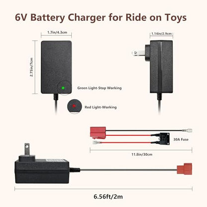 6 Volt Battery Charger for Kids Electric Car, Compatible with MINNIE MOUSE, BMX X6, Wal-Mart, Moto ATV Quad Car for Kid, Replacement Parts for Ride on Toys Kid TRAX Charger with Wire Harness Connector - size: Charger Kit