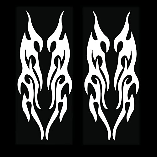 2 Pair 2.4 x 7.5 Inch Sliver Flame Car Stickers Modified Flames Stickers Bumper Stickers Rearview Mirror Head Cover Stickers To Block Scratches Multicolor for Vehicle/Motorcycle - color: Sliver
