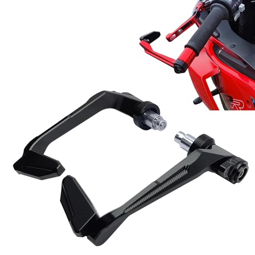 Motorcycle Brake Clutch Lever Guards Replacement for Ninja 500 400 300 250R ZX6R ZX10R ZX4RR ZX14R, CNC Aluminum Handlebar Protector Universal for 13-22mm Hollow Bar or M8 Thread(Black) - color: Black