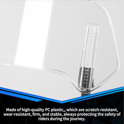 350*150mm Motorcycle Windshield, PC Plastic Front Fairing Windscreen No-Drill Mount, Heightened Design Wind Screen Windshield Spoiler Air Deflector Fits Cruiser/Touring/Retro/Scooter (Clear)