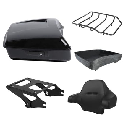 Gloss Black 10.7'' Chopped Tour Luggage Trunk Backrest Detachable Mounting Rack Fit for 2014-2025 Harley Davidson Touring Street Glide Road King Glide - color: Chopped Trunk Set #5