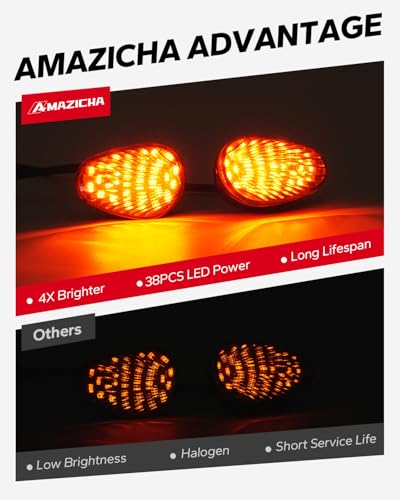 Amazicha Motorcycle Flush Mount Turn Signal, 2PCS 12V Smoked LED Indicator Light Blinker Fit for Yamaha YZF R1 R3 R6 R6S Fazer FZ FZ1 FZ6 FZ6R FZ07 FZ8 FZ09 MT-07 MT-09 TMAX, Amber