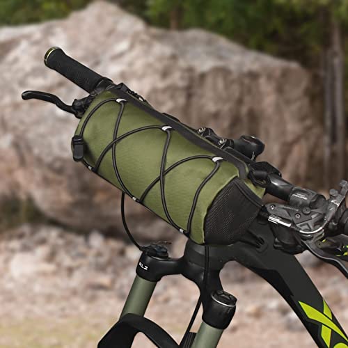 KOSIBATE Bike Handlebar Bag - Bicycle Frame Bag with Shoulder Strap, Mountain & Road Bikes (Green) - color: Green