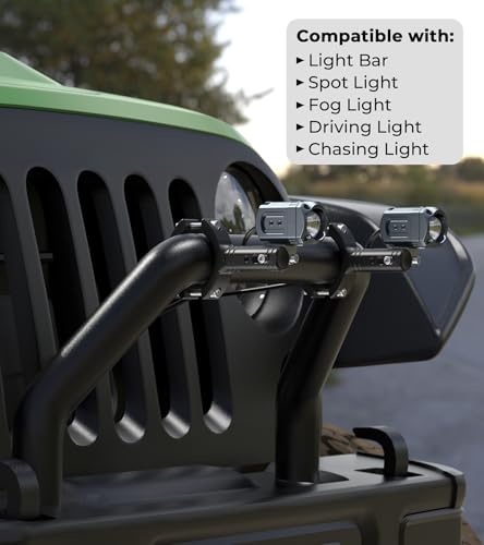 VAZESWIN Solid Aluminium Alloy Light Bar Mounting Bracket for Spotlight Fog Light, Horizontal & Vertical Adjustable Rotating Tube Clamp Mount for 0.87"-1.65" Motorcycle ATV UTV Roll Bar (1 PC)
