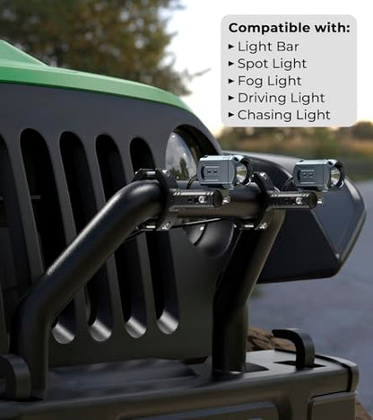 VAZESWIN Solid Aluminium Alloy Light Bar Mounting Bracket for Spotlight Fog Light, Horizontal & Vertical Adjustable Rotating Tube Clamp Mount for 0.87"-1.65" Motorcycle ATV UTV Roll Bar (1 PC)
