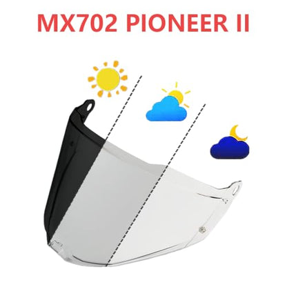 Blaze 2 Helmet Visor Replacement.Blaze 2 Outer Face Shield UV Protection Compatible with Blaze 2,Pioneer 2,MX702 (Photochromic Clear/Deep Black-Day&Night Use) - color: Photochromic Clear/Deep Black-day&night Use