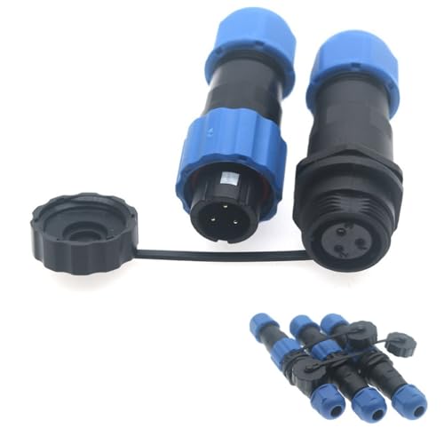 SD13 IP68 1-7 PIN Waterproof Power Connector, High Voltage Circular Industrial Electrical Cable Wire Connector Plug, Rear Nut Panel Socket (3, Inline Male Plug, 3pin) - color: Inline male plug, size: 3pin