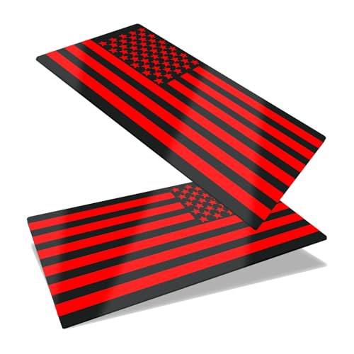 American Flag Emblem Car Decals, 3D Acrylic USA Patriotic Military Flag Sticker Reflective Stripes, Left & Right Raised Decals for Car Truck SUV Jeep RV Window Bumper Motorcycle (2PCS, Black) - color: Black & Red
