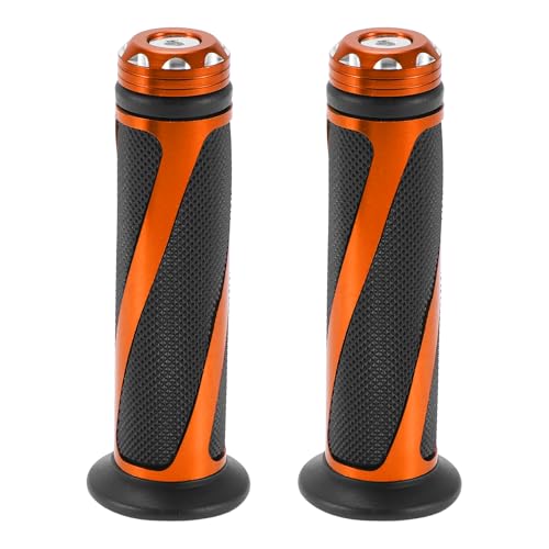 Motoforti 7/8" 22mm 15/16" 24mm Universal Motorcycle Hand Grips Cover Rubber Aluminum Alloy Handlebar Cover for Motorcycle Scooter Bicycle Black Orange 1 Pair - color: Orange