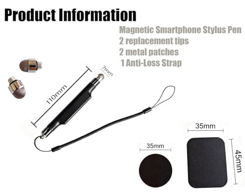 Motorcycle Stylus Pen，Magnetic Stylus，Magnet Pen，Phone Stylus for Motorcycle， Motorcycle Touch Pen， Glove-Friendly Pen，Metal Plates，Replacement Tips， Anti-Loss Strap，Strong Magnet