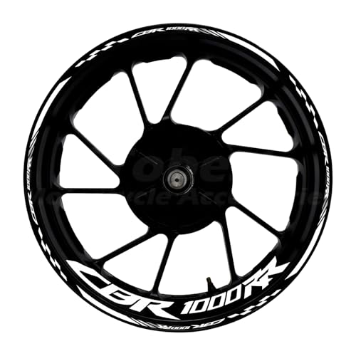 CBR 17 inch Wheel Rim Stickers Decals Tape Compatible with CBR1000RR 2004-2025 Motorcycle Reflective Rim Tapes Sticker Stripe(White) - color: White