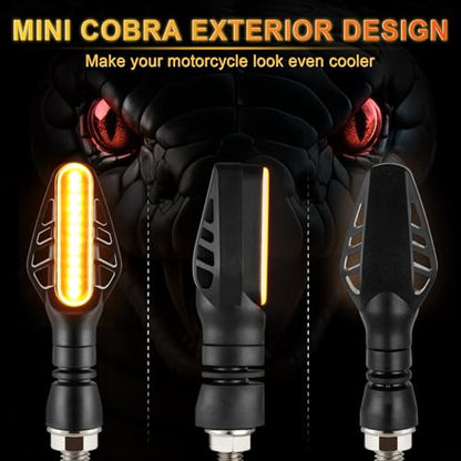 iFunyLED 2PCS Flowing Sequential Motorcycle LED Turn Signals,12V Super Bright Mini Cobra Appearance LED Blinkers,Fit for Harley Honda KTM Kawasaki Suzuki Yamaha - Amber - color: Amber-Cobra