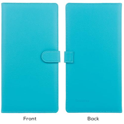 Car Registration and Insurance Holder, 2 Pack Leather Vehicle Glove Box Organizer with Magnetic Shut for Document, Cards, Driver License, Pink and Turquoise Bundle