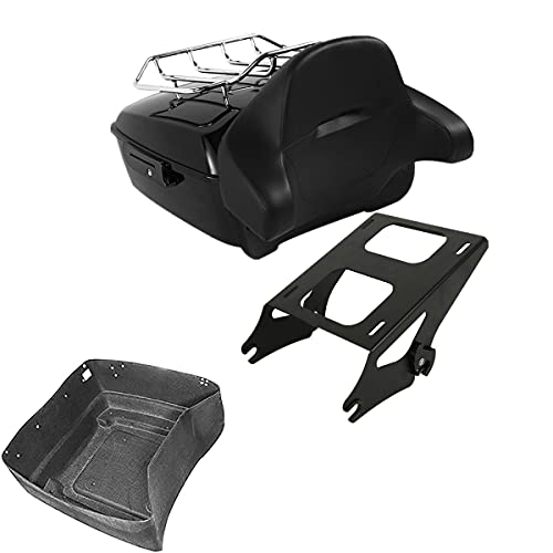 TCMT 13.7" King Motorcycle Trunk Backrest Pad Luggage Rack Two Up Mount Rack Fit For Harley 2014-2025 Touring CVO Road King Road Glide Street Glide Electra Glide Pack - color: Style C Black 2 Up Rack#1