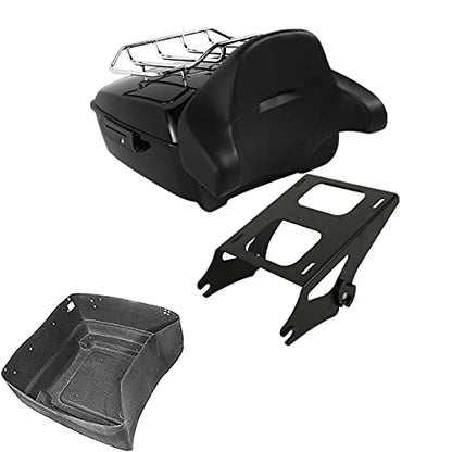 TCMT 13.7" King Motorcycle Trunk Backrest Pad Luggage Rack Two Up Mount Rack Fit For Harley 2014-2025 Touring CVO Road King Road Glide Street Glide Electra Glide Pack - color: Style C Black 2 Up Rack#1