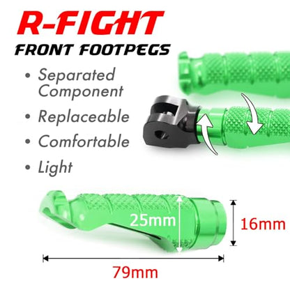 MCMOTOPARTS R-FIGHT Front Rider Footpeg Footpegs Foot Pegs Footrests Green Compatible with ER-6F 2006-2008 06 07 08 - color: Green, size: Standard (No Extension)