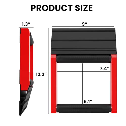 GRAND PITSTOP Motorcycle Roller Wheel Cleaning Stand - Paddock Stand Replacement - Wheel Roller Stand with Ramp Support for tire Cleaning & Chain Lubrication - (Bikes < 600 lb) - color: Black Red