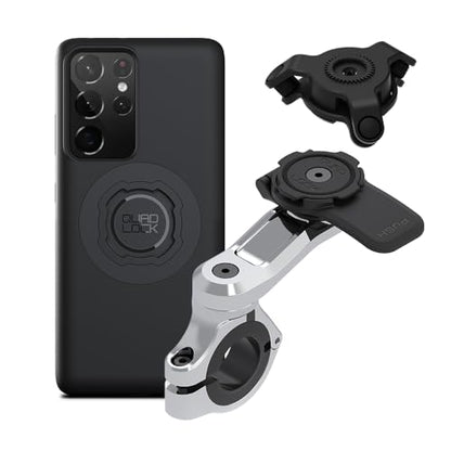 Quad Lock Motorcycle Handlebar Phone Mount PRO Chrome with Vibration Dampener and MAG Phone Case for Galaxy S21 Ultra - size: Galaxy S21 Ultra